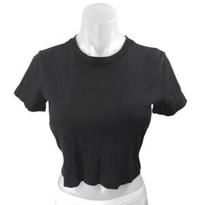 Aritzia Wilfred Black Knit Short Sleeve Pullover Crop Tee T-Shirt Top Size XS